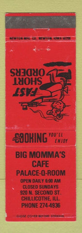 Matchbook Cover - Big Momma's Cafe Palace Q Room Chillicothe IL
