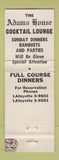 Matchbook Cover - Adams House Adamsburg PA WEAR