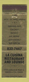 Matchbook Cover - La Cuisina Restaurant Lounge Massillon OH Italian WEAR