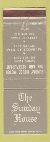 Matchbook Cover - The Sunday House Fredericksburg Kerrville TX WORN