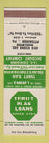 Matchbook Cover - Thrift Plan Loans Pittsburgh PA