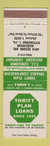 Matchbook Cover - Thrift Plan Loans Pittsburgh PA