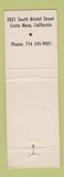Matchbook Cover - Drame Machine Restaurant Costa Mesa CA