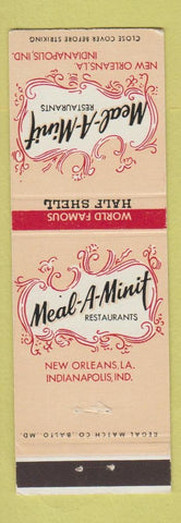 Matchbook Cover - Meal A Minit Restaurants New Orleans LA Indianapolis