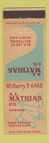 Matchbook Cover - AL Mathias Catering Baltimore MD WEAR