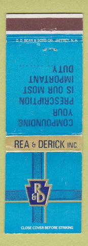 Matchbook Cover - REA & Derick Drugs DD Bean
