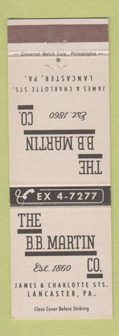 Matchbook Cover - BB Martin Lancaster PA Lumber Millwork