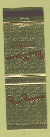 Matchbook Cover - Percy Brown's Restaurant Wilkes Barre PA
