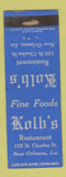 Matchbook Cover - Kolb's Restaurant New Orleans LA WORN