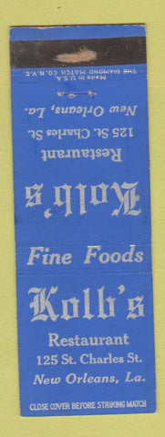 Matchbook Cover - Kolb's Restaurant New Orleans LA WORN
