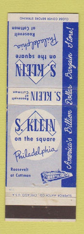 Matchbook Cover - S Klein Store Philadelphia PA