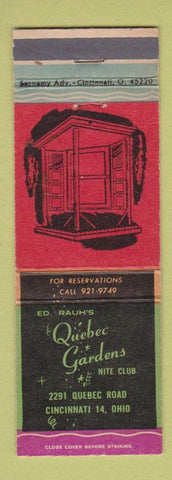 Matchbook Cover - Quebec Gardens Nite Club Cincinnati OH
