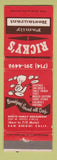 Matchbook Cover - Ricky's Family Restaurant San Diego CA