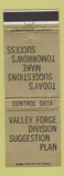 Matchbook Cover - Valley Forge Division Suggestion Plan