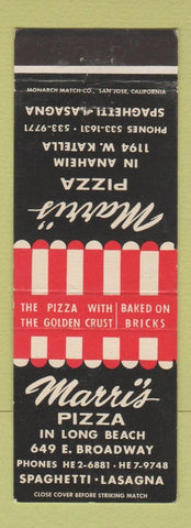 Matchbook Cover - Marri's Pizza Anaheim CA Long Beach