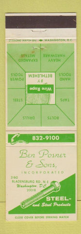 Matchbook Cover - Ben Posner & Sons Steel Products Washington DC