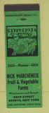 Matchbook Cover - Nick Marchenese Fruit Vegetable Farms Geneva NY