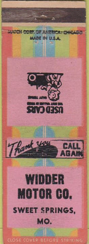 Matchbook Cover - Midder Motor Co Sweet Springs MO