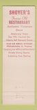 Matchbook Cover - Shoyer's Philadelphia PA restaurant