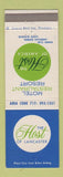 Matchbook Cover - Host Motel Restaurant Resort Lancaster PA
