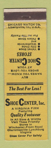 Matchbook Cover - Shoe Center Charlottesville Lynchburg Winchester VA