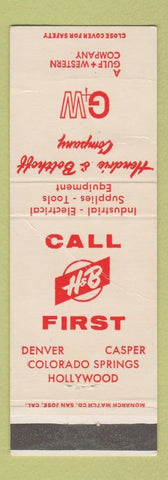 Matchbook Cover Hendrie Bolthoff Denver Colorado Springs electrical supply WEAR