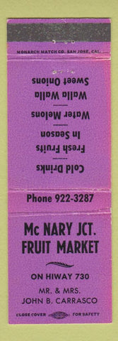 Matchbook Cover - McNary Junction fruit Market AZ WEAR