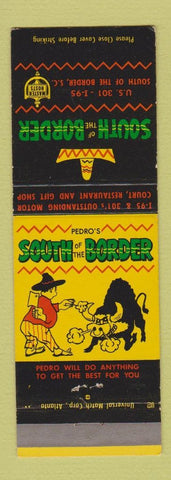 Matchbook Cover - South of the Border Dillon SC