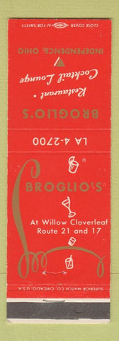 Matchbook Cover - Broglio's Restaurant Independence OH