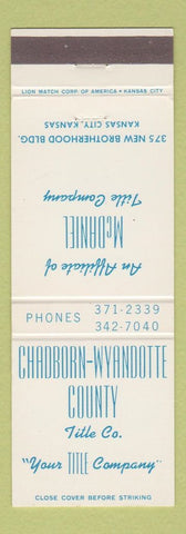 Matchbook Cover - Chadborn Wyandotte County Title Kansas City KS
