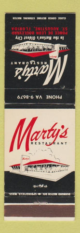 Matchbook Cover - Marty's Restaurant St Augustine FL