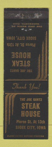 Matchbook Cover - Joe Gantz Steak House Sioux City IA WEAR #1