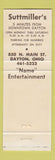Matchbook Cover - Suttmiller's Theatre Restaurant Dayton OH