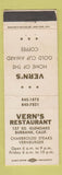 Matchbook Cover - Vern's Restaurant Burbank CA hamburgers