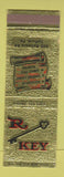 Matchbook Cover - R Key Restaurant Telford PA WEAR