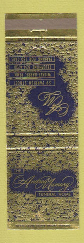 Matchbook Cover - Andrew Mamary Funeral Home Wilkes Barre PA