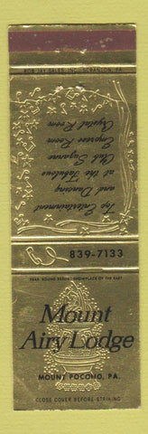 Matchbook Cover - Mount Airy Lodge Mount Pocono PA