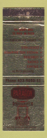 Matchbook Cover - Paragon Restaurant Oak Lawn IL WORN