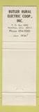 Matchbook Cover - Butler Rural Electric COOP Hamilton OH WEAR BLACK