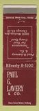 Matchbook Cover - Paul Lavery Insurance Chicago IL WEAR