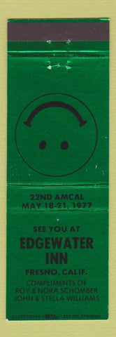 Matchbook Cover - Edgewater Inn Fresno CA AMCAL Match Club 1977 GREEN