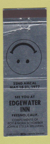 Matchbook Cover - Edgewater Inn Fresno CA AMCAL Match Club 1977 SILVER