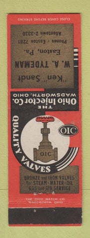 Matchbook Cover - OIC Valves Ohio Injector WA Tydeman Easton PA