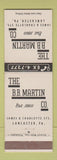Matchbook Cover - BB Martin Company Lancaster PA Lumber Millwork
