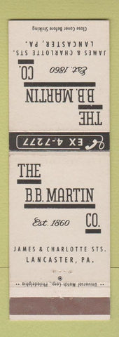 Matchbook Cover - BB Martin Company Lancaster PA Lumber Millwork