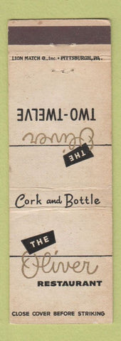 Matchbook Cover - The Oliver Restaurant Cork and Bottle Pittsburgh PA WEAR