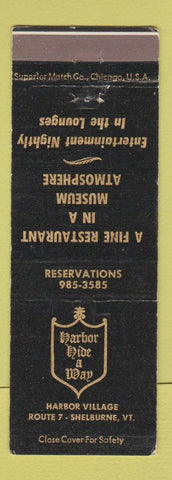 Matchbook Cover - Harbor Hide A Way Shelburne VT