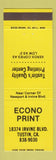 Matchbook Cover - Econo Print Tustin CA Xerox Copies
