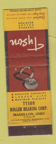 Matchbook Cover - Tyson Roller Bearings Massillon ON WEAR