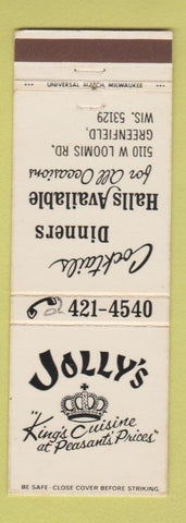 Matchbook Cover - Jolly's Restaurant Greenfield WI